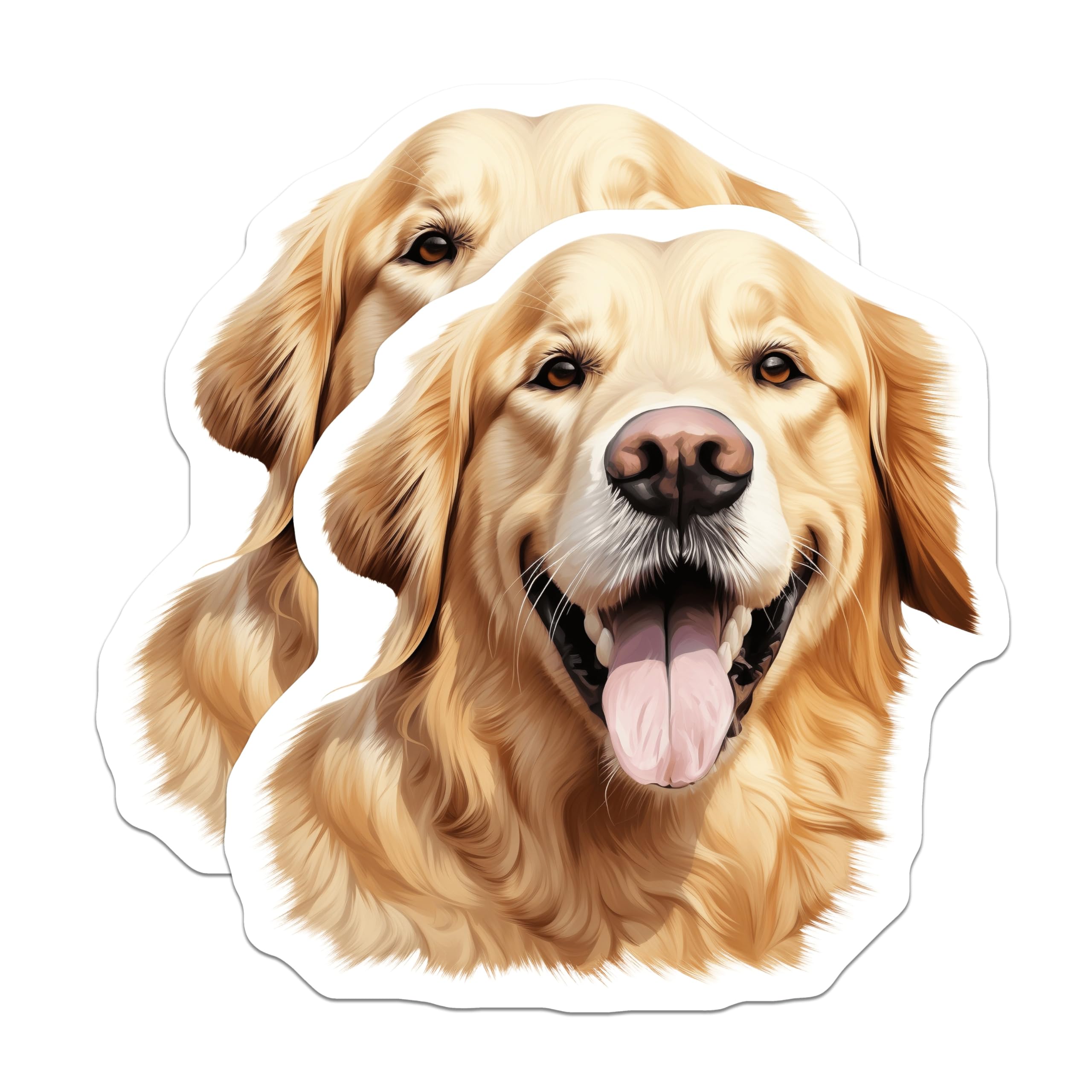 (2 Pack) Golden Retriever Magnets - Happy Smiling Dog Decor - Dog Mom Dad Fridge Magnets - Pet Lover Kitchen Decor - 5 Inches On Longest Side - Thick Durable Magnet - Made in USA - MAG25424