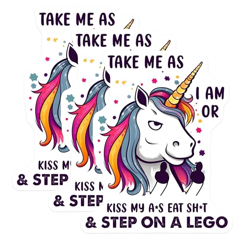 (3 Pack) Sarcastic Unicorn Decals - Funny Quote Decal - Laptop Stickers - 3 Inches On Longest Side - Easy Peel & Apply - Made in USA - 3MCS6562