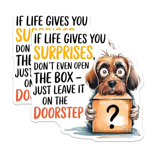 (2 Pack) Funny Dog Quote Magnets Magnets - Cute Dog with Box Picture - 5" On Longest Side - Made in USA - Sticks to Refrigerators & Metal Surfaces - MAG8751