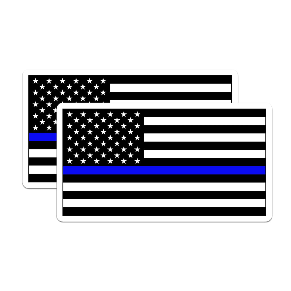 (2 Pack) Thin Blue Line American Flag Magnets - Law Enforcement Officers Support - Police Family Hero Appreciation Emblem - 5 Inches On Longest Side - Thick Durable Magnet - Made in USA - MAG22829