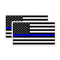 (2 Pack) Thin Blue Line American Flag Magnets - Law Enforcement Officers Support - Police Family Hero Appreciation Emblem - 5 Inches On Longest Side - Thick Durable Magnet - Made in USA - MAG22829