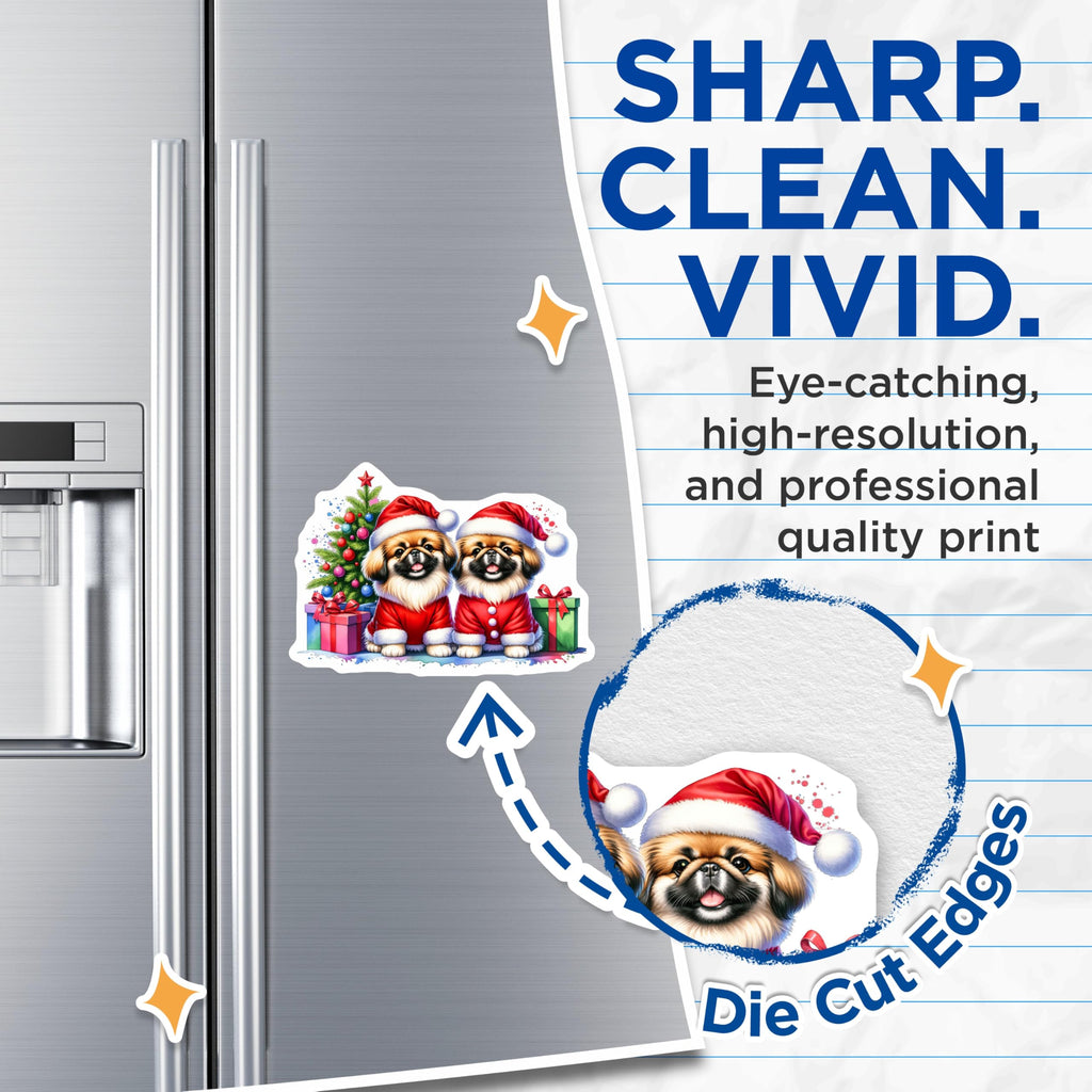 (2 Pack) Cute Christmas Dog Magnets - Santa Pet Lover Decor - Festive Refrigerator Magnets for Dog Parents - 5 Inches On Longest Side - Thick Durable Magnet - Made in USA - MAG28891