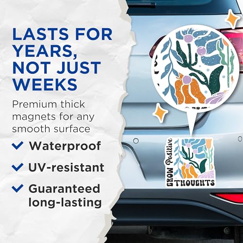 (2 Pack) Grow Positive Thoughts Magnets - Inspirational Magnet for Home - Motivational Fridge Magnets for Office - 5" On Longest Side - for Cars, Fridges, Toolboxes - Made in USA - MAG3837