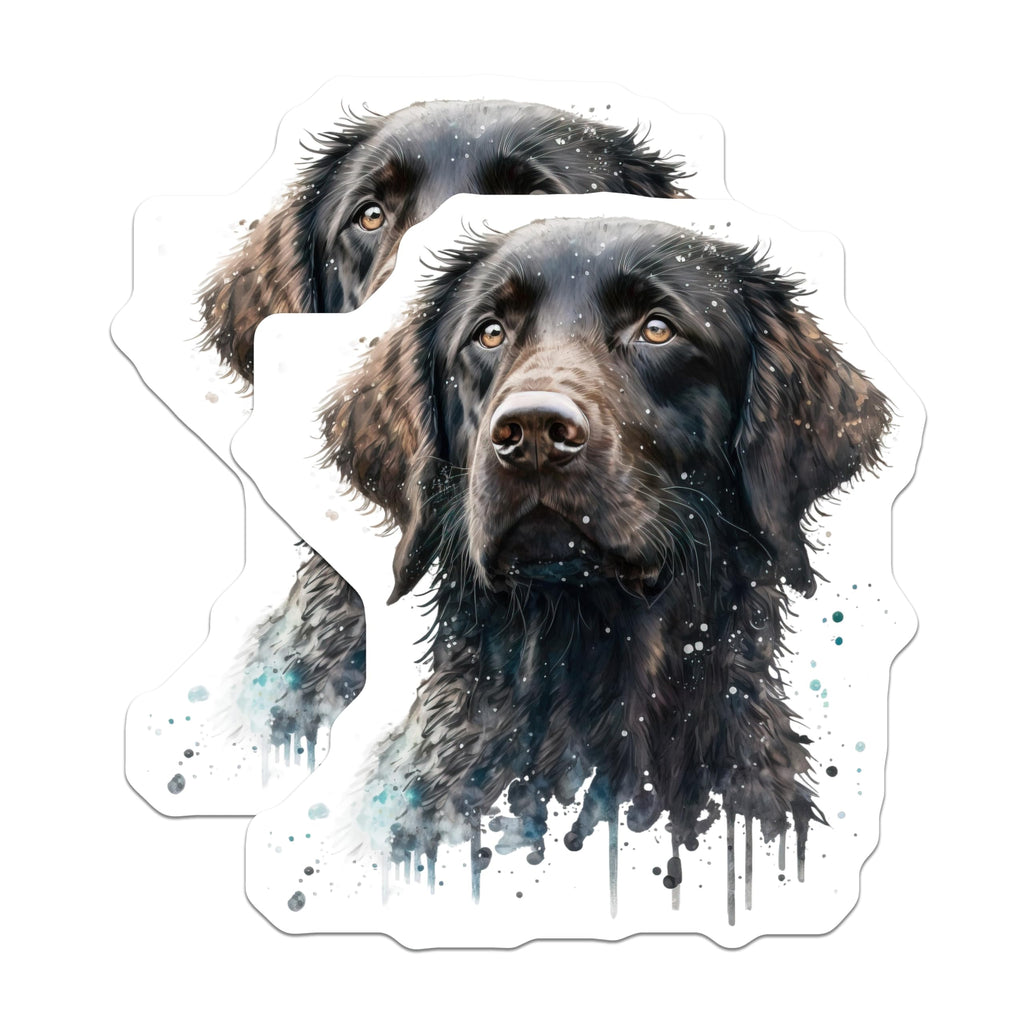 (2 Pack) Black Dog Magnets - Watercolor Flat Coat Retriever - Pet Lover Fridge Decor - 5 Inches On Longest Side - Thick Durable Magnet - Made in USA - MAG25804