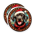 (2 Pack) Christmas Dog Magnets - Stained Glass Labrador Art - Santa Hat Pet Decor - Winter Holiday Fridge Accessories - 5 Inches On Longest Side - Thick Durable Magnet - Made in USA - MAG26196