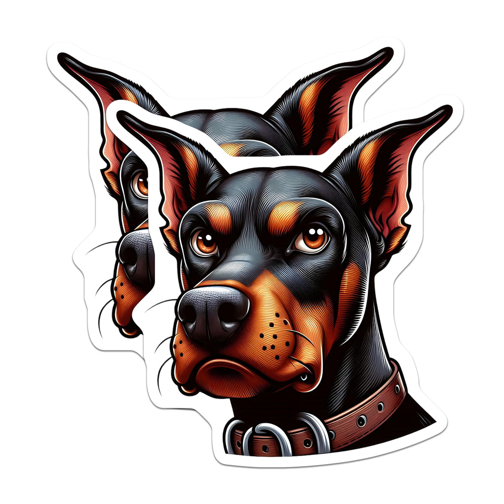 (2 Pack) Doberman Dog Magnets - Canine Art Refrigerator Magnets - Dog Lover Kitchen Decor - 5" On Longest Side - Premium Magnet - for Cars, Refrigerators, Toolboxes, Lockers - Made in USA - MAG14892