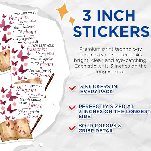 (3 Pack) Blueprint Mind Decals - Handprint Heart - Imprint Soul Laptop Decal - 3 Inches On Longest Side - Easy Peel & Apply - Made in USA - 3MCS4891