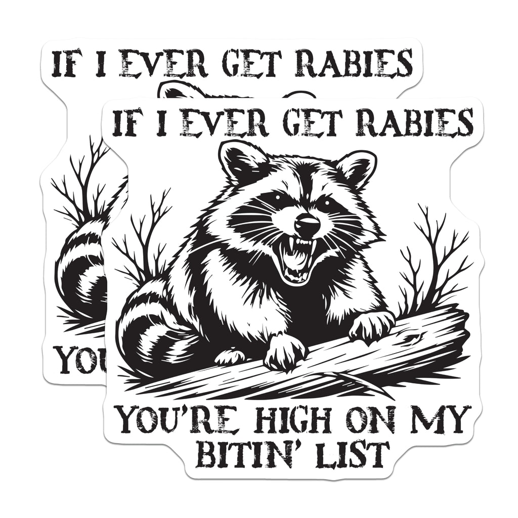 (2 Pack) Raccoon Magnets - Funny Bitin List Rabies Saying - Sarcastic Wildlife Humor - Edgy Animal Art - 5 Inches On Longest Side - Thick Durable Magnet - Made in USA - MAG22134