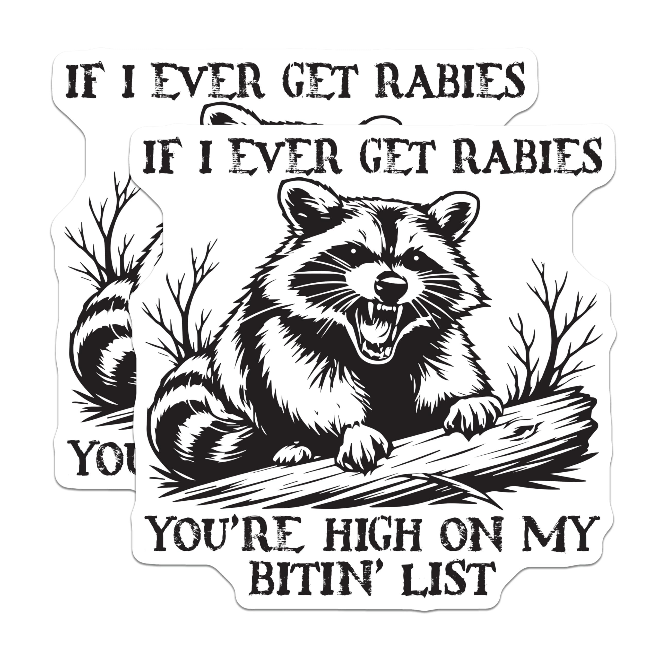 (2 Pack) Raccoon Magnets - Funny Bitin List Rabies Saying - Sarcastic Wildlife Humor - Edgy Animal Art - 5 Inches On Longest Side - Thick Durable Magnet - Made in USA - MAG22134