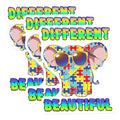 (3 Pack) Autism Elephant Decals - Puzzle Piece Elephant - Different Beautiful - Awareness Decals- 3 Inches On Longest Side - Easy Peel & Apply - Made in USA - 3MCS5398