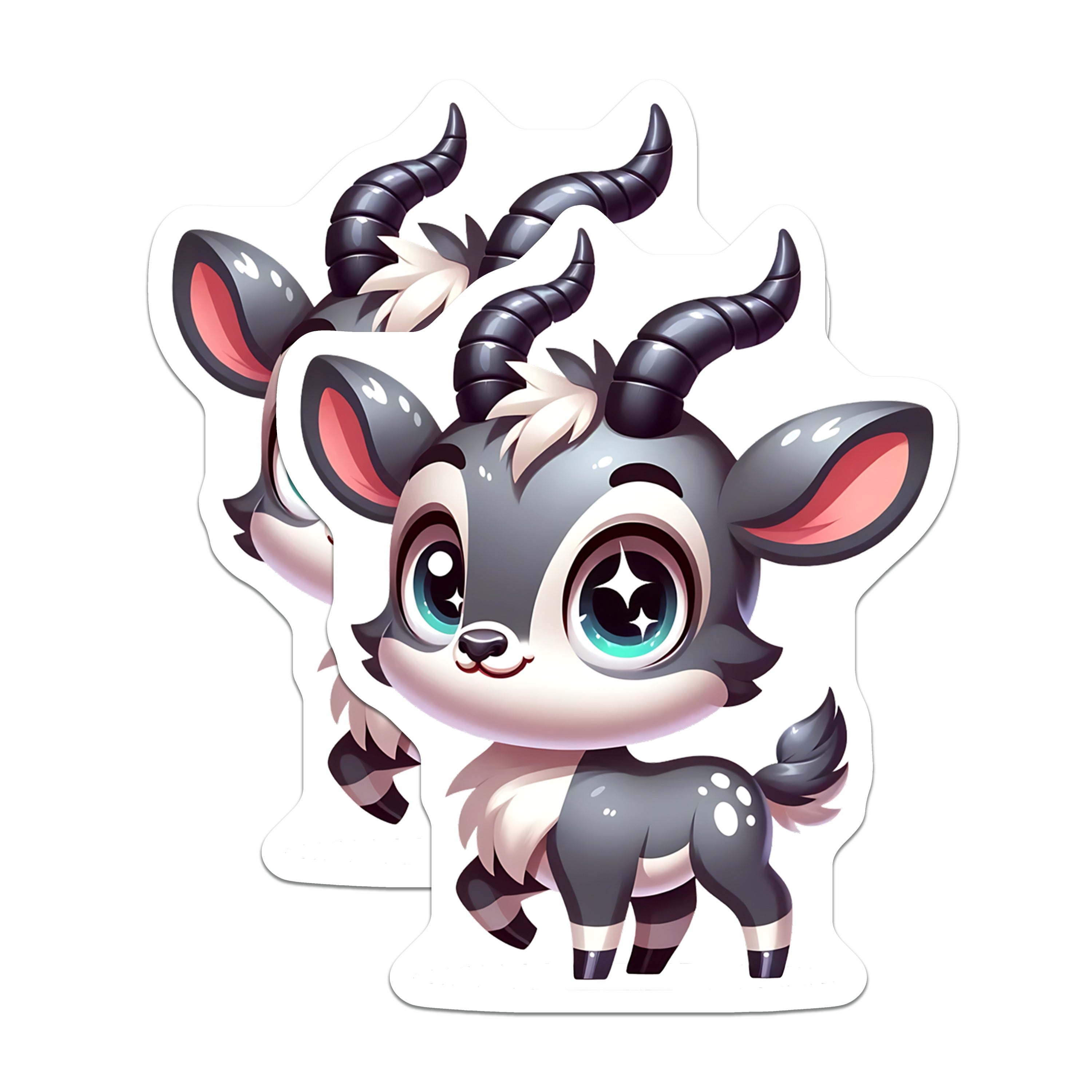 (2 Pack) Cute Antelope Magnets - Chibi Gazelle Decor - Nursery Animal Decor - Refrigerator Locker Accent - 5 Inches On Longest Side - Thick Durable Magnet - Made in USA - MAG36583