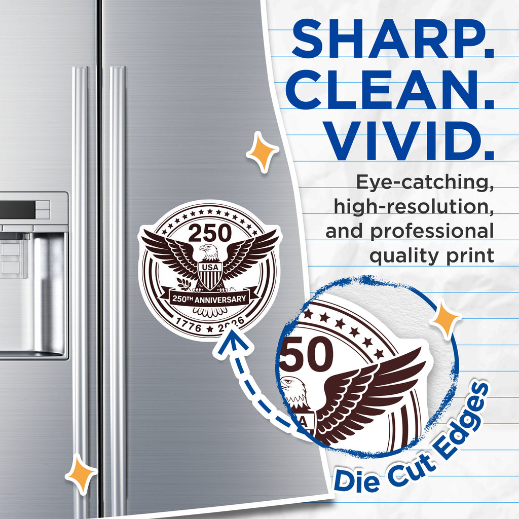 (2 Pack) 250th Anniversary Magnets - American Independence Commemorative - Patriotic USA Eagle Decor - 5 Inches On Longest Side - Thick Durable Magnet - Made in USA - MAG36920