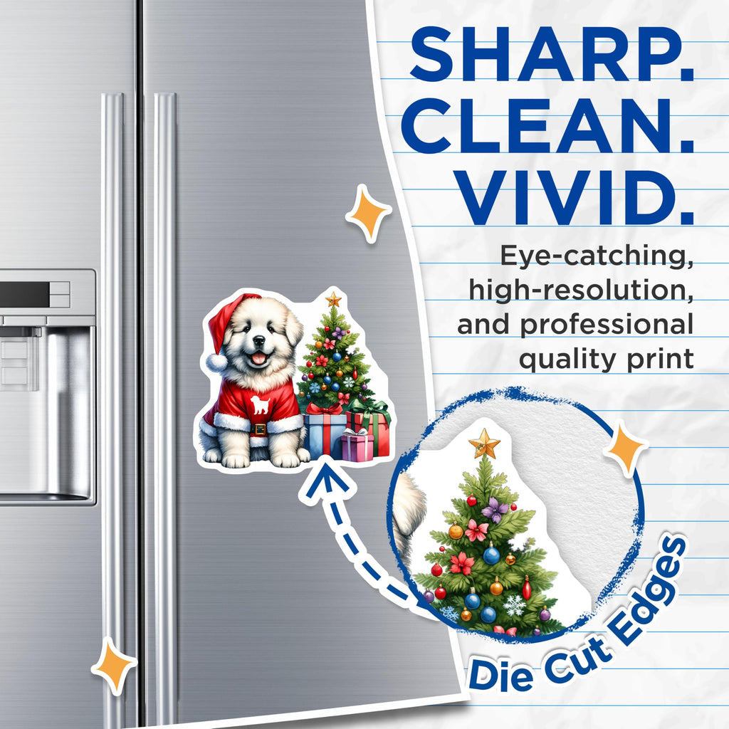 (2 Pack) Christmas Puppy Magnets - Santa Dog Holiday Decor - Pet Lover Festive Fridge - 5 Inches On Longest Side - Thick Durable Magnet - Made in USA - MAG26318