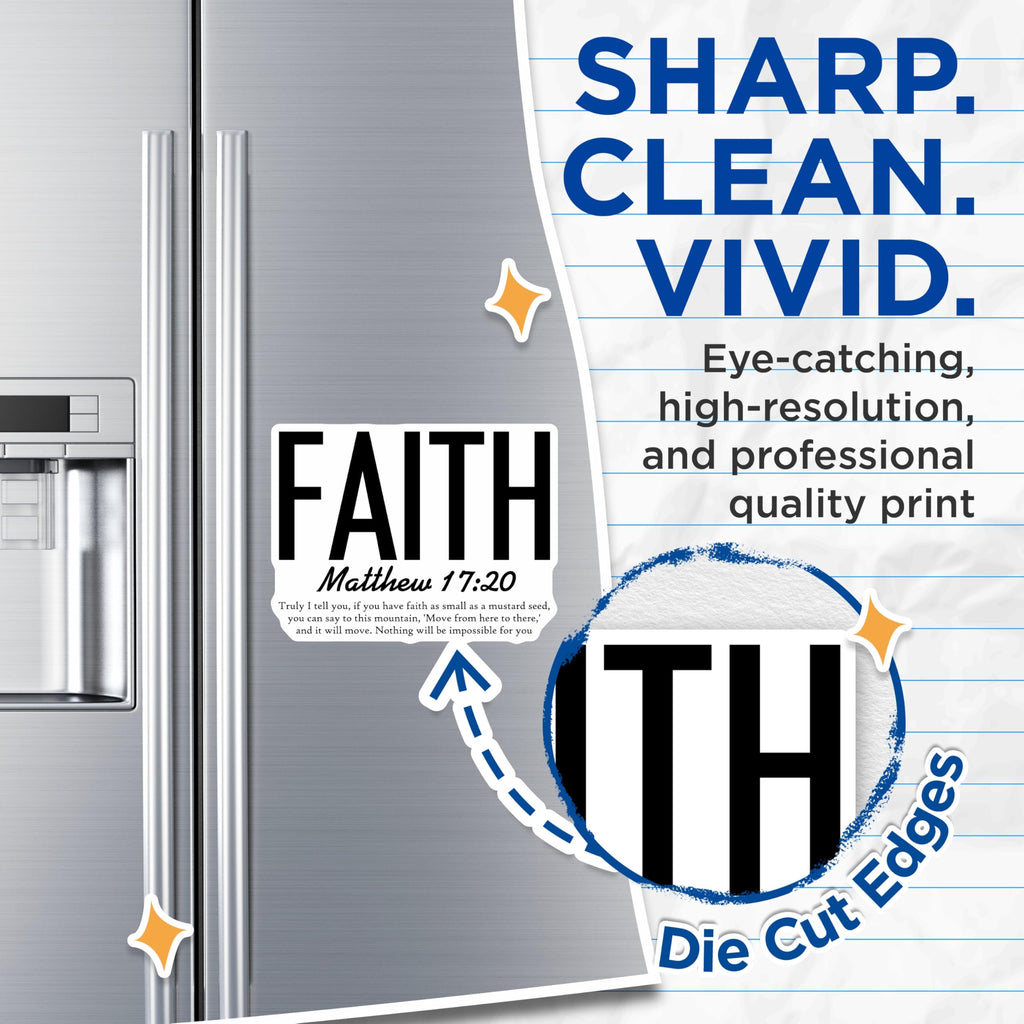 (2 Pack) Faith Scripture Magnets - Matthew 17 20 Verse - Christian Inspirational Art - 5 Inches On Longest Side - Thick Durable Magnet - Made in USA - MAG27340