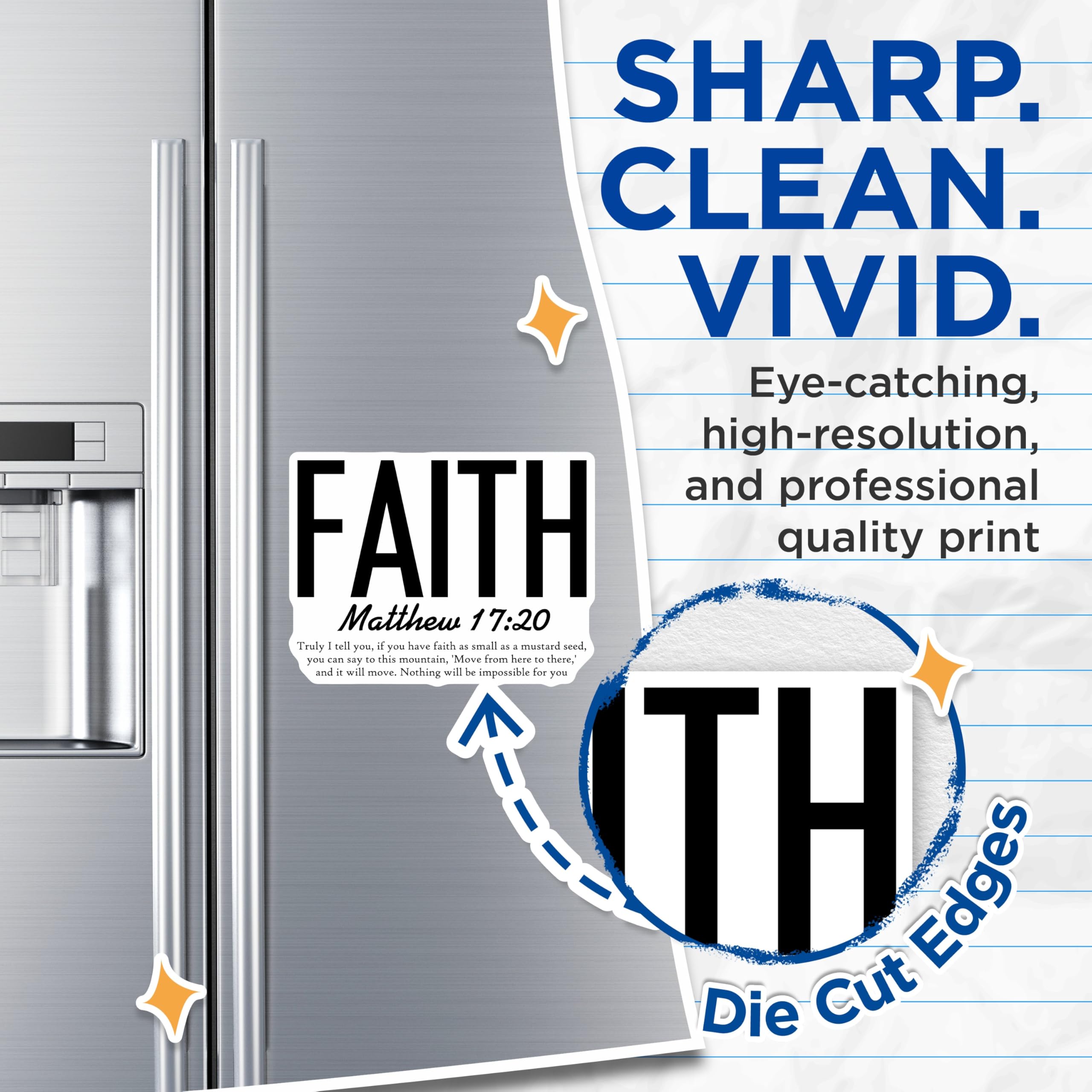 (2 Pack) Faith Scripture Magnets - Matthew 17 20 Verse - Christian Inspirational Art - 5 Inches On Longest Side - Thick Durable Magnet - Made in USA - MAG27340