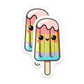 (2 Pack) Kawaii Popsicle Magnets - Rainbow Ice Pop Art - Cute Fridge Decor for Kitchen Locker - 5 Inches On Longest Side - Thick Durable Magnet - Made in USA - MAG36224