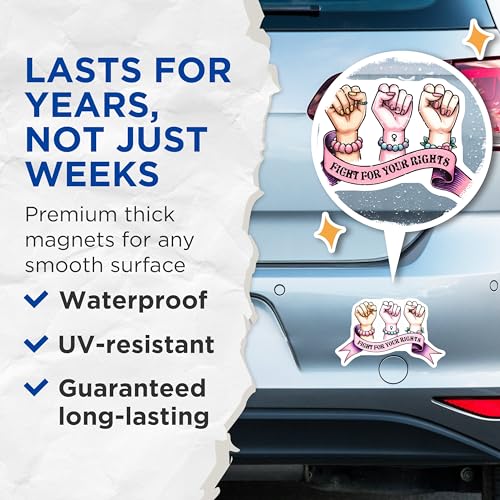 (2 Pack) Fight for Your Rights Magnets Magnets - Empowerment - Feminist Sticker - 5" On Longest Side - Made in USA - Sticks to Refrigerators & Metal Surfaces - MAG8348