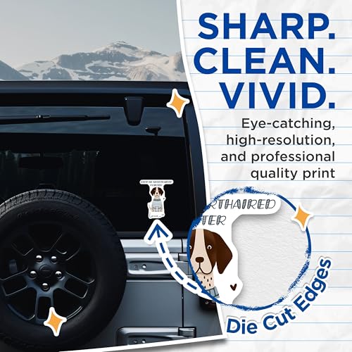 (2 Pack) German Shorthaired Pointer Stickers - Cute Dog Illustration - Love Pet Decal - 5" On Longest Side - Sticks to Smooth Flat Surfaces - Made in USA - BMCS7301