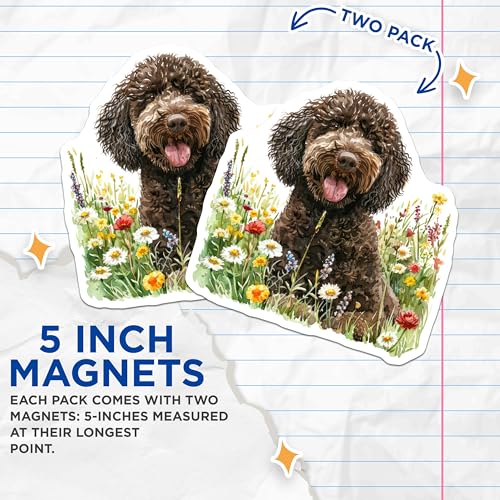 (2 Pack) Dog Lover Magnets - Cute Dog Art - Pet Owner Decor - 5" On Longest Side - for Cars, Fridges, Toolboxes - Made in USA - MAG6880