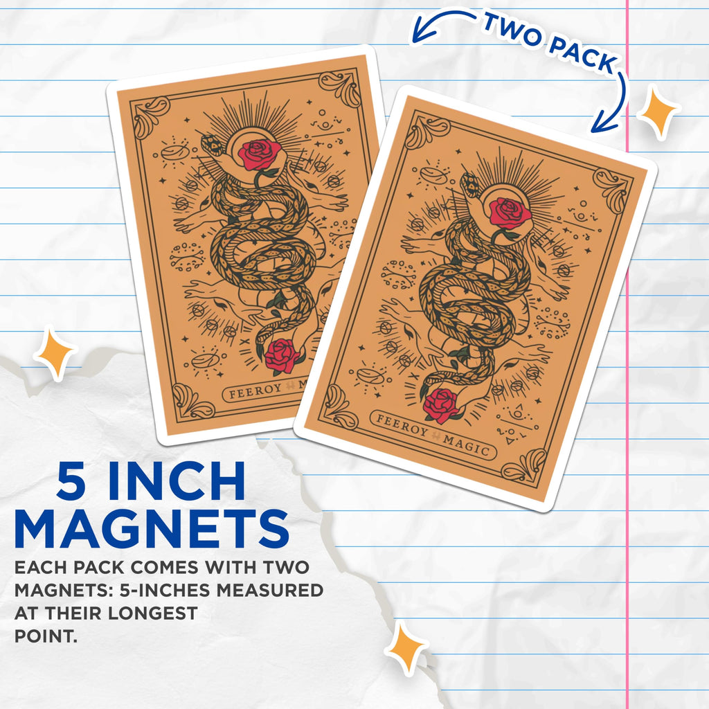 (2 Pack) Mystic Snake Rose Magnets - Esoteric Art Decor - Witchy Altar Supplies - Spiritual Home Accent - 5 Inches On Longest Side - Thick Durable Magnet - Made in USA - MAG22719