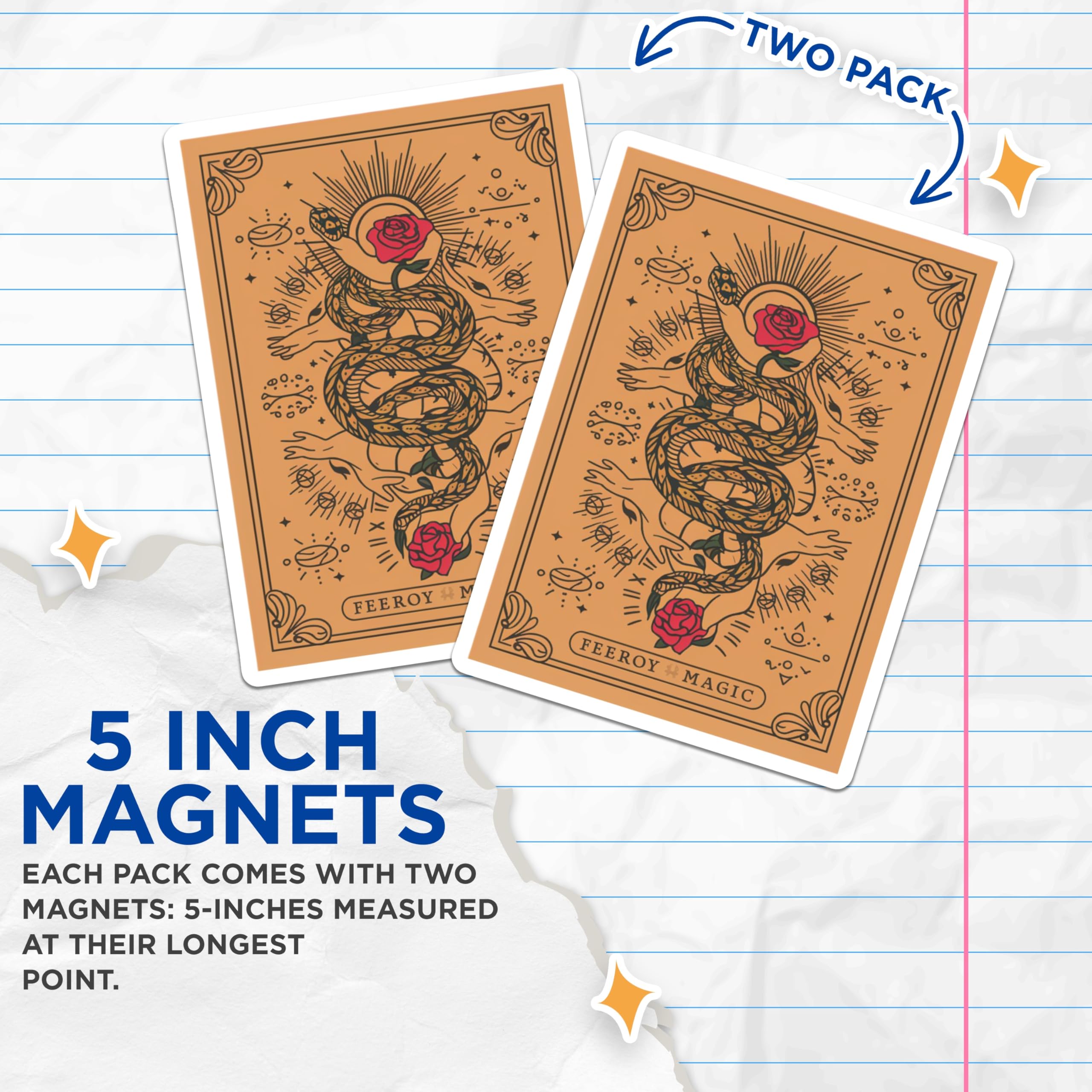 (2 Pack) Mystic Snake Rose Magnets - Esoteric Art Decor - Witchy Altar Supplies - Spiritual Home Accent - 5 Inches On Longest Side - Thick Durable Magnet - Made in USA - MAG22719