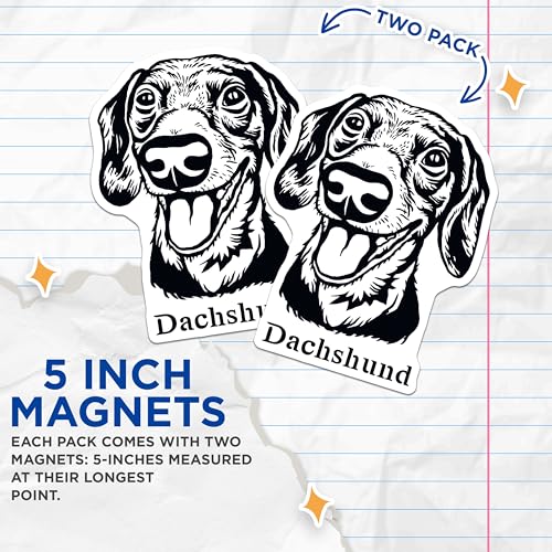 (2 Pack) Dachshund Magnets - Dog Lover - Refrigerator ation - Animal Print Magnets - Cute Pet Magnets for Fridge - 5" On Longest Side - for Cars, Fridges, Toolboxes - Made in USA - MAG4021