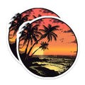 (2 Pack) Tropical Sunset Magnets - Palm Tree Beach Scene - Coastal Refrigerator Decor - Island Life Kitchen Accent - 5 Inches On Longest Side - Thick Durable Magnet - Made in USA - MAG36759