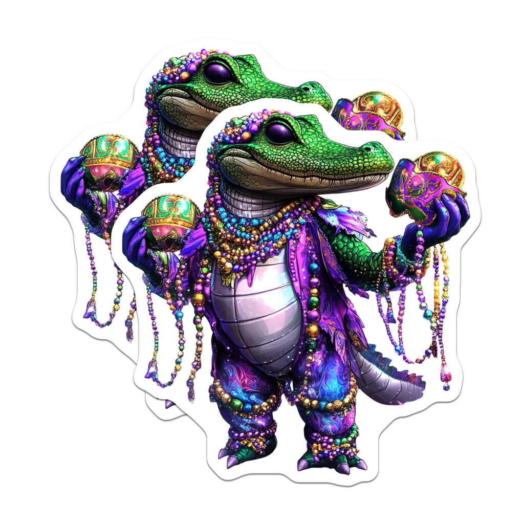 (2 Pack) Mardi Gras Alligator Magnets - New Orleans Decor - Gator Fridge Magnets - 5" On Longest Side - Premium Magnet - for Cars, Refrigerators, Toolboxes, Lockers - Made in USA - MAG14536