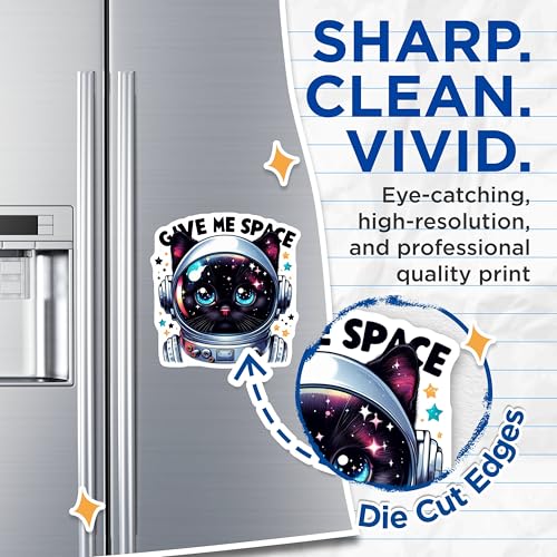 (2 Pack) Give Me Space Cat Magnets - Cute Space Cat - Fun Astronaut Cat Art for Fridge - 5" On Longest Side - for Cars, Fridges, Toolboxes - Made in USA - MAG4584