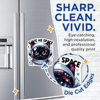 (2 Pack) Give Me Space Cat Magnets - Cute Space Cat - Fun Astronaut Cat Art for Fridge - 5" On Longest Side - for Cars, Fridges, Toolboxes - Made in USA - MAG4584