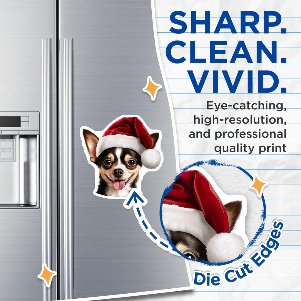 (2 Pack) Christmas Chihuahua Magnets - Holiday Dog Decor - Pet Lover Fridge Accessory - 5 Inches On Longest Side - Thick Durable Magnet - Made in USA - MAG30532