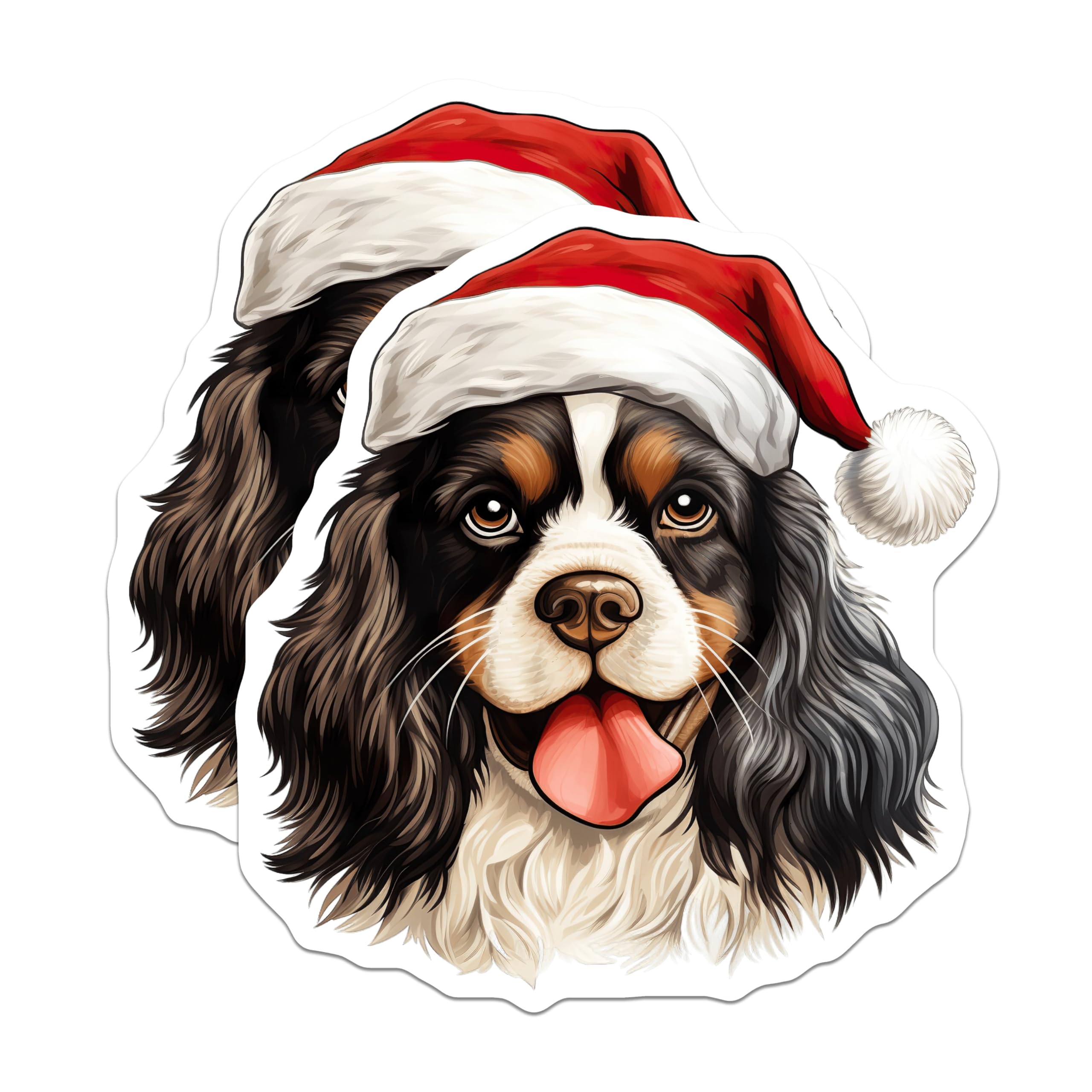 (2 Pack) Cavalier King Charles Spaniel Magnets - Christmas Dog Decor - Pet Lover Fridge Accessory - 5 Inches On Longest Side - Thick Durable Magnet - Made in USA - MAG29876