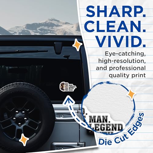 (2 Pack) Dad The Man The Legend The Myth The King Stickers - Lion Design Stickers - Inspirational Dad Stickers - 5" On Longest Side - Sticks to Any Smooth Flat Surface - Made in USA - BMCS3239