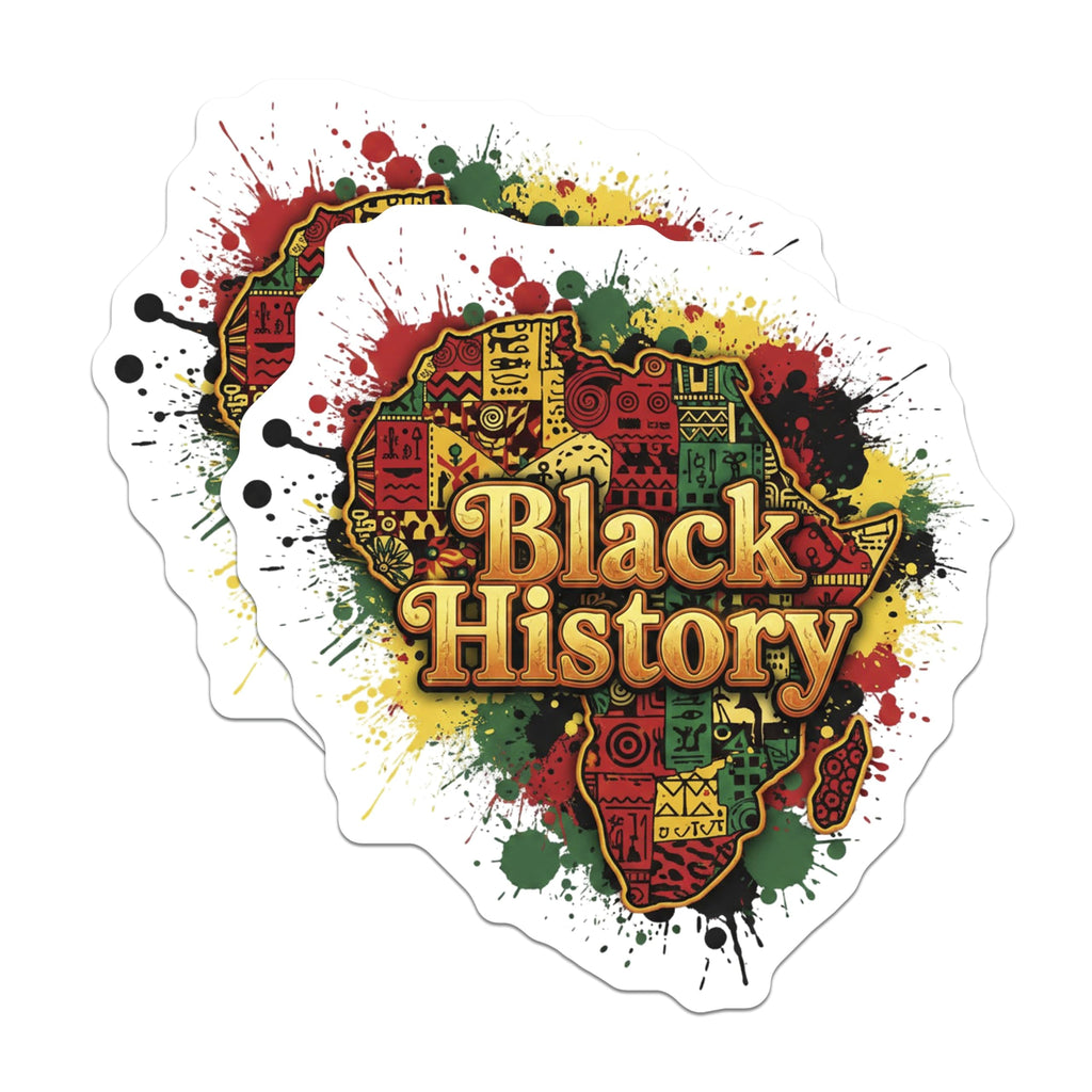 (2 Pack) Black History Stickers - African Art - Cultural Pride Decals- 5" On Longest Side - Sticks to Smooth Flat Surfaces - Made in USA - BMCS16566