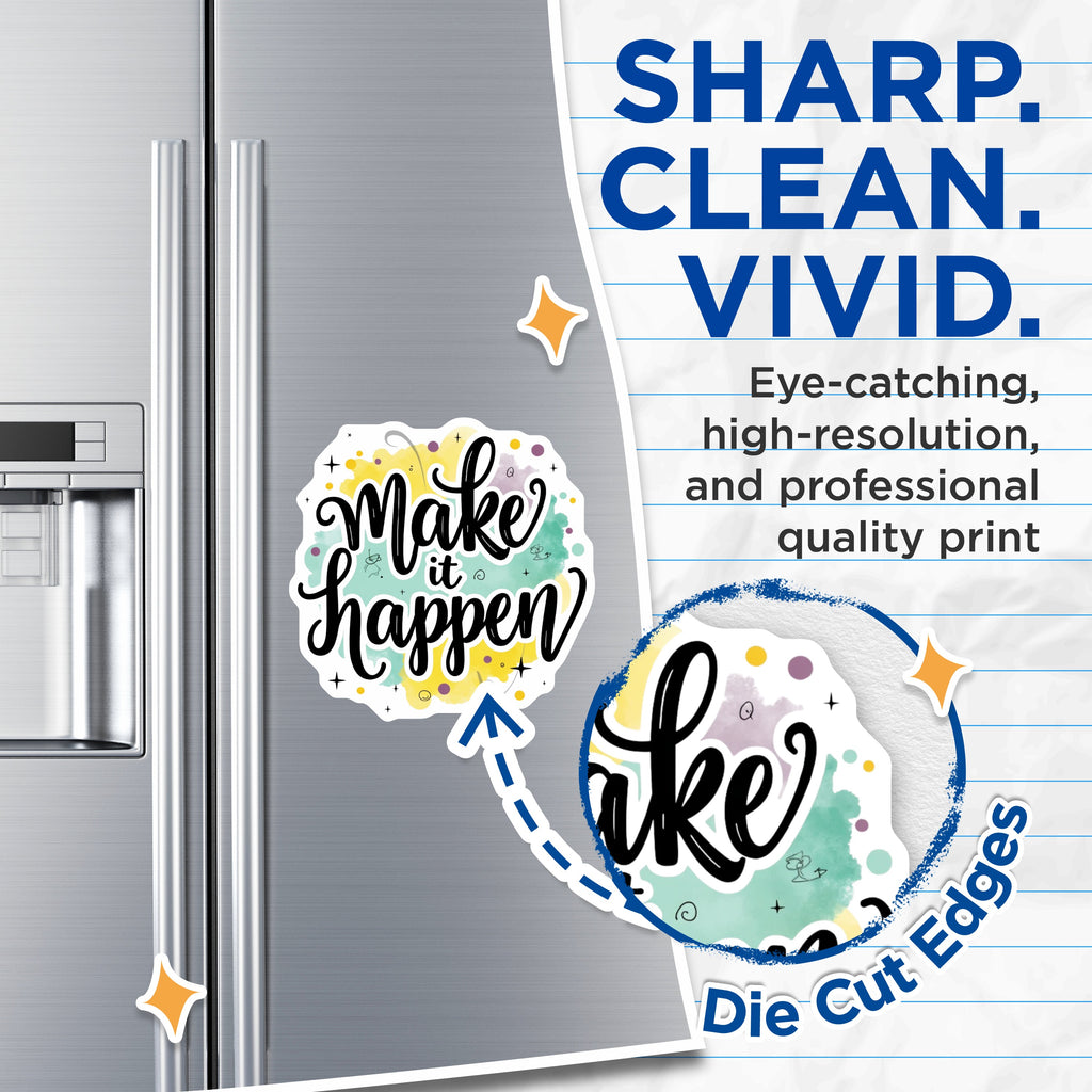 (2 Pack) Make It Happen Magnets - Motivational Quote Fridge Decor - Inspirational Student Entrepreneur Office Decor - 5 Inches On Longest Side - Thick Durable Magnet - Made in USA - MAG38169