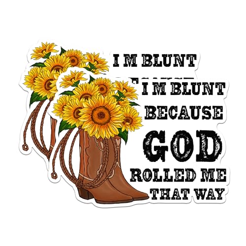 (2 Pack) Blunt Stickers - Sunflower Boots Stickers - Faith Quote Stickers - Motivational Sayings Stickers - 5" On Longest Side - Sticks to Any Smooth Flat Surface - Made in USA - BMCS2978