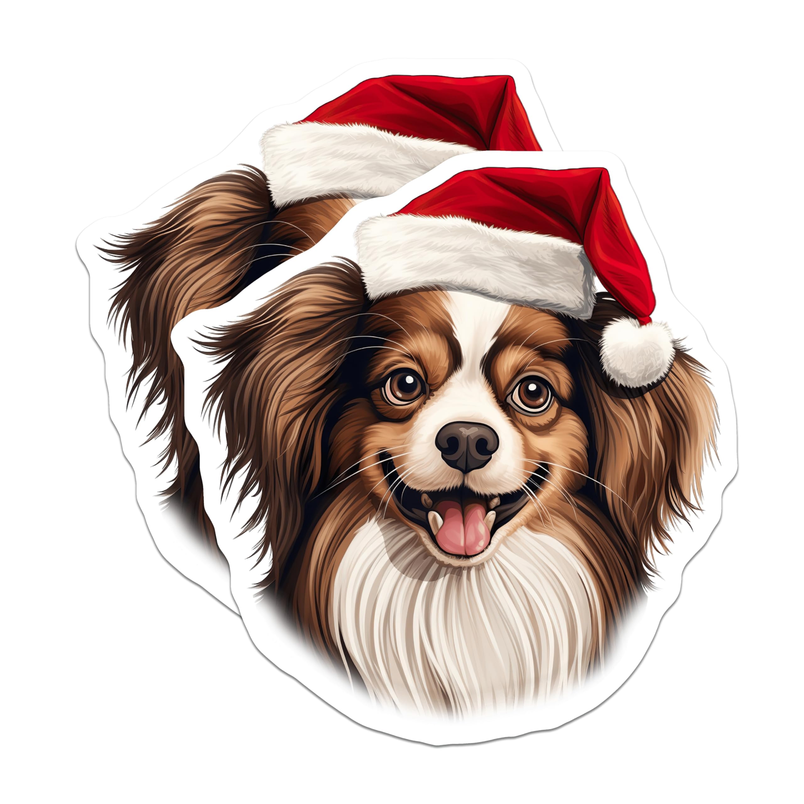 (2 Pack) Christmas Dog Magnets - Santa Hat Dog - Festive Pet Decor - 5 Inches On Longest Side - Thick Durable Magnet - Made in USA - MAG27849