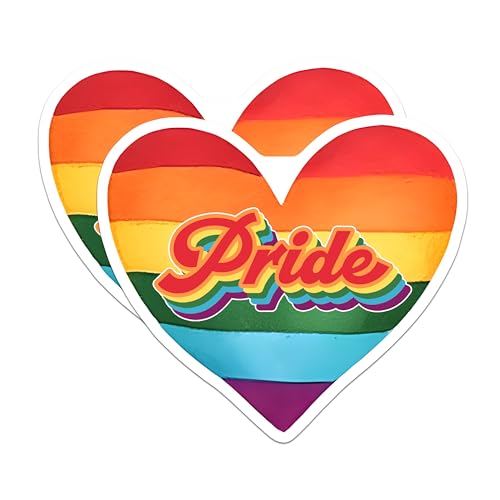 (2 Pack) Pride Heart Magnets - Rainbow Pride - 5" On Longest Side - for Cars, Fridges, Toolboxes - Made in USA - MAG8284