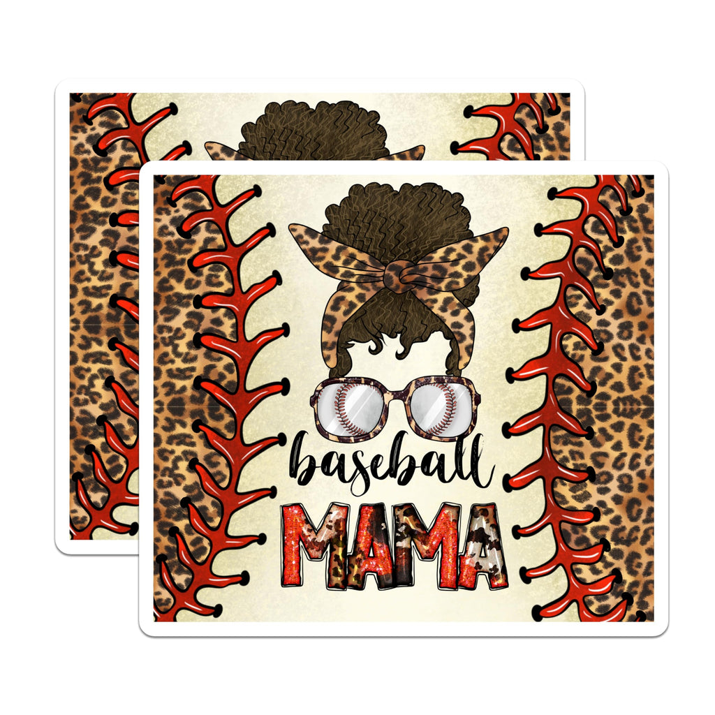 (2 Pack) Baseball Mom Messy Bun Magnets - Leopard Print Mama - Game Day Accessories - 5 Inches On Longest Side - Thick Durable Magnet - Made in USA - MAG29897