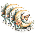 (3 Pack) Butterfly Moon Decals - Floral Laptop Decal - Live to Wander Sticker - 3 Inches On Longest Side - Easy Peel & Apply - Made in USA - 3MCS8491