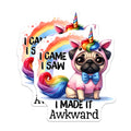 (2 Pack) Unicorn Pug Magnets - Rainbow Funny Pug - I Came I Saw Awkward Magnets - 5" On Longest Side - Premium Magnet - for Cars, Refrigerators, Toolboxes, Lockers - Made in USA - MAG16641