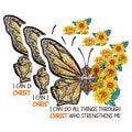 (3 Pack) Butterfly Faith Decals - Sunflower Christian Decals - Inspirational Bible Verse Decal - 3 Inches On Longest Side - Easy Peel & Apply - Made in USA - 3MCS4971