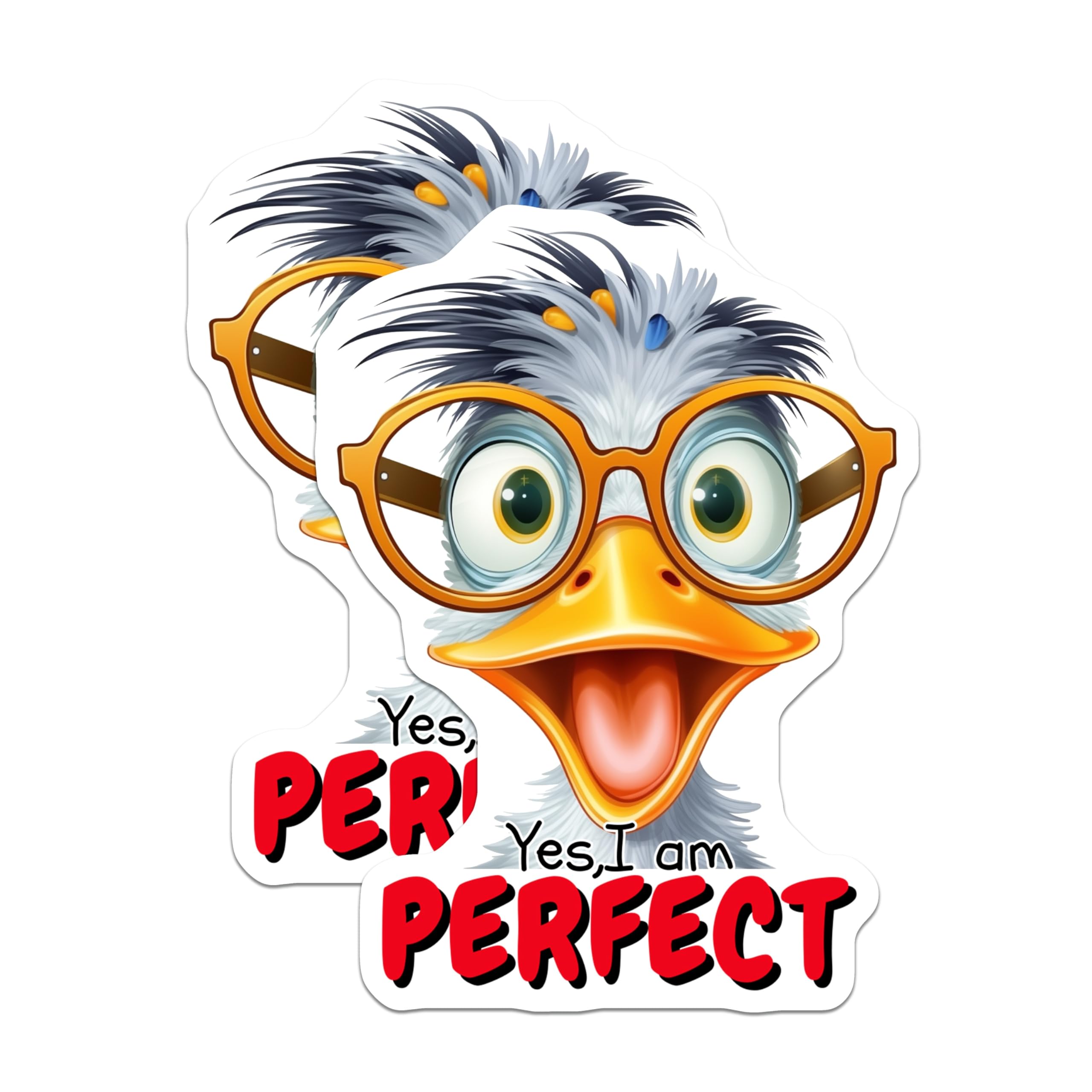 (2 Pack) Quirky Cartoon Duck Magnets - Eyeglasses Animal Character Art - Sarcastic Quote Refrigerator Locker Decor - 5 Inches On Longest Side - Thick Durable Magnet - Made in USA - MAG21793