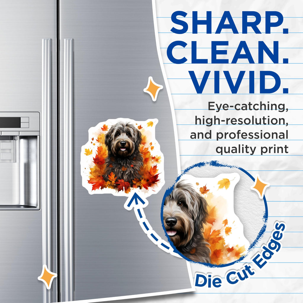 (2 Pack) Doodle Dog Magnets - Autumn Leaves Decor - Fall Pet Lover Kitchen Decor - 5 Inches On Longest Side - Thick Durable Magnet - Made in USA - MAG30985