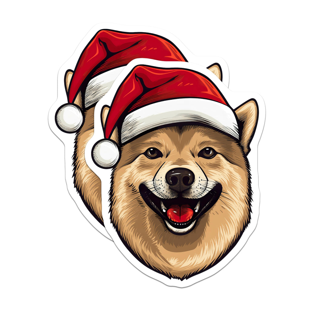 (2 Pack) Santa Dog Christmas Magnets - Happy Shiba Inu Holiday Decor - Festive Pet Lover Kitchen Refrigerator Magnet - 5 Inches On Longest Side - Thick Durable Magnet - Made in USA - MAG25699