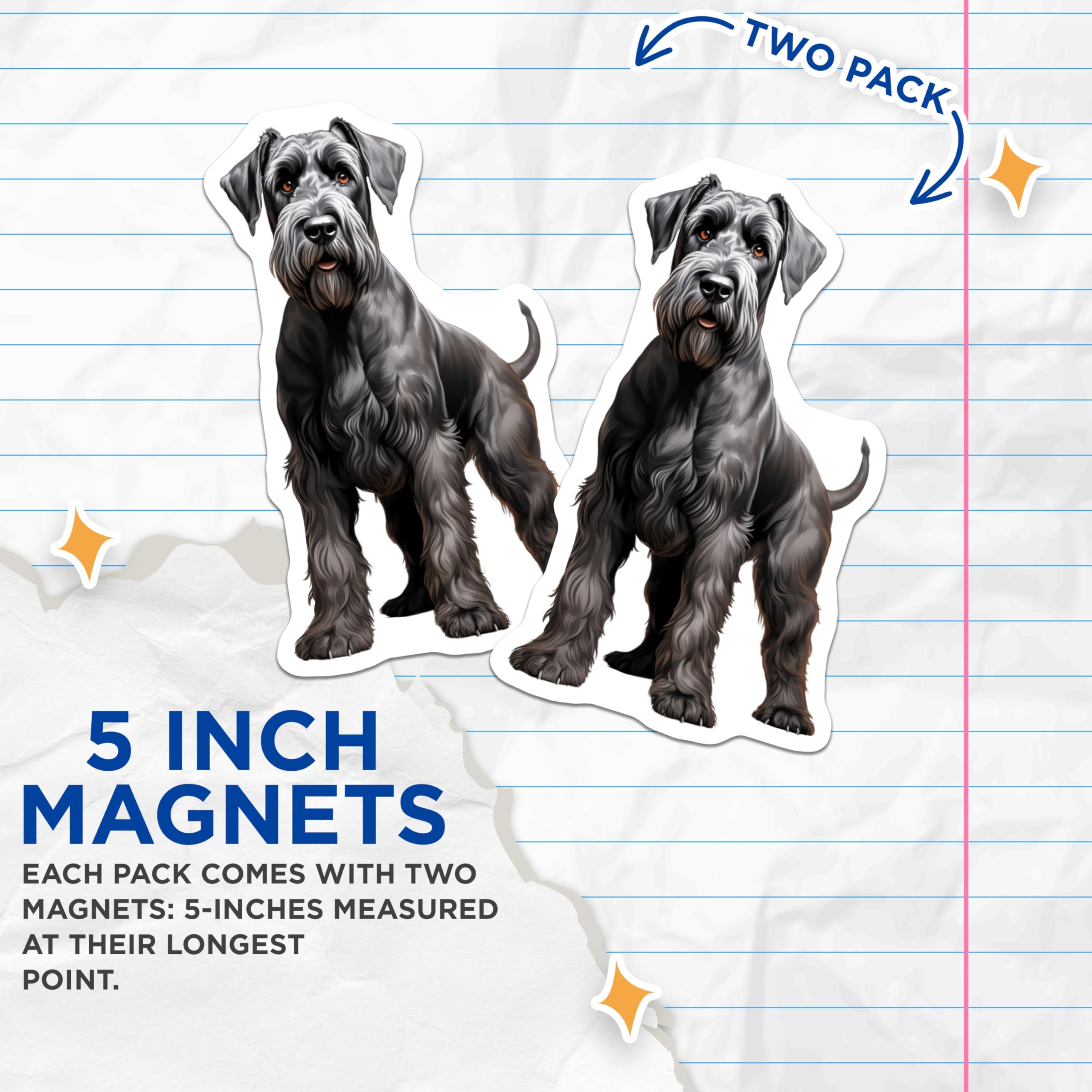 (2 Pack) Black Schnauzer Magnets - Dog Breed Art - Pet Lover Refrigerator Accent for Schnauzer Parents - 5 Inches On Longest Side - Thick Durable Magnet - Made in USA - MAG30196