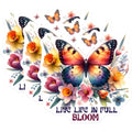 (3 Pack) Butterfly Decals - Floral Laptop Decals - Live Life in Bloom Decal - 3 Inches On Longest Side - Easy Peel & Apply - Made in USA - 3MCS0068