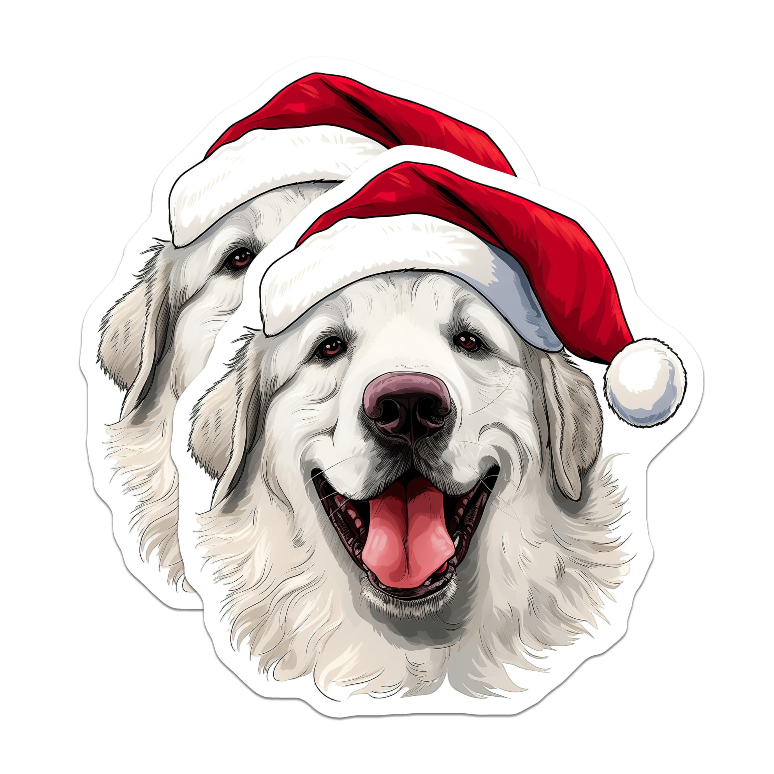 (2 Pack) Great Pyrenees Christmas Magnets - Festive Dog Decor - Dog Lover Holiday - 5 Inches On Longest Side - Thick Durable Magnet - Made in USA - MAG28527