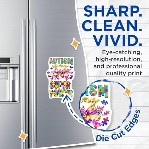 (2 Pack) Autism Awareness Magnets - Super Power Quote - Colorful Puzzle Piece Design - 5" On Longest Side - for Cars, Fridges, Toolboxes - Made in USA - MAG6649