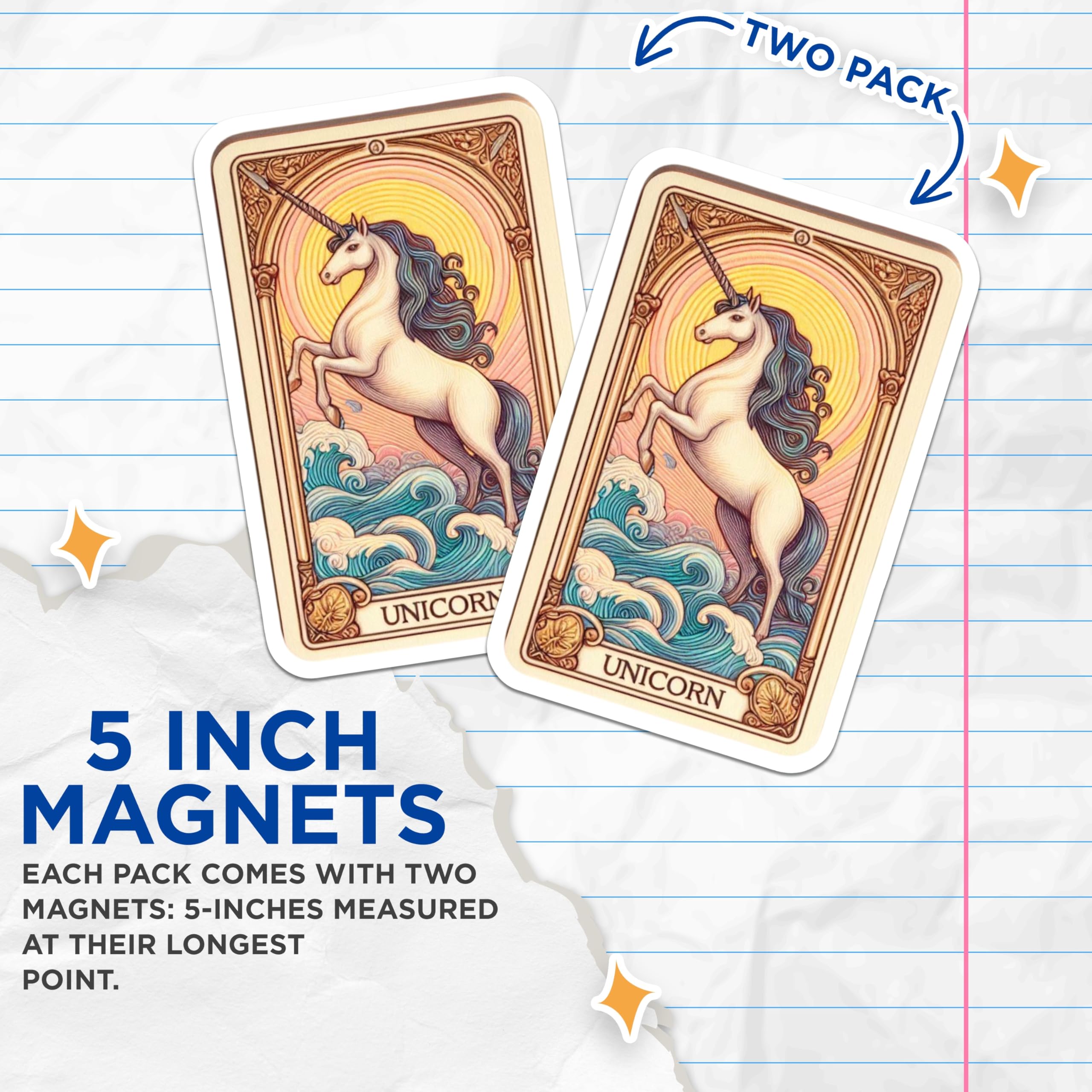 (2 Pack) Unicorn Magnets - Fantasy Art Decor - Mythical Creature Collectibles - 5 Inches On Longest Side - Thick Durable Magnet - Made in USA - MAG22075